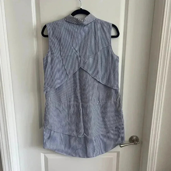 421 Derek Lam 10 Crosby Striped Button Up Tunic Dress Size 6 Color Blue - Picture 5 of 5